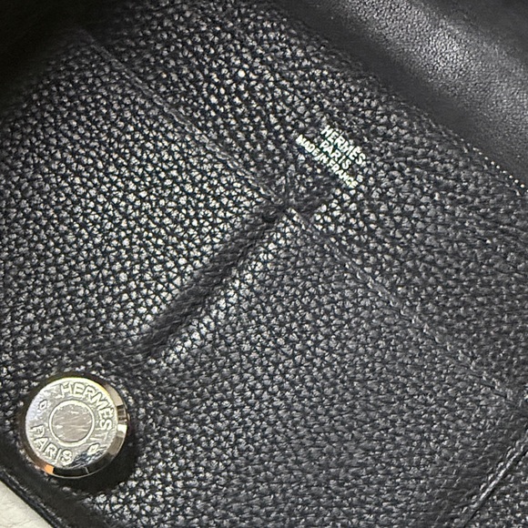 Hermes Black Leather Wallet with Silver Button - Picture 4 of 5